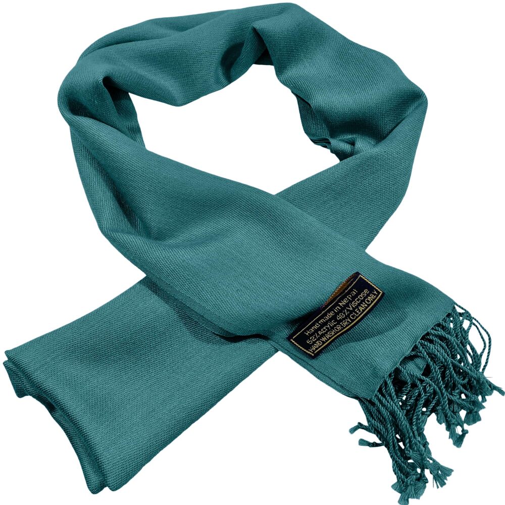 3419 Teal Green Jade Green Nepalese Solid Color Design Fashion Scarf